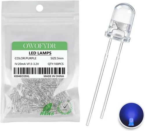 Miniatura 36 de 100 lámpara LED de diodo de luz blanca cálida de 5mm (Lente Transparente Redonda DC 3V 20mA) Bombilla de iluminación, componente electrónico, luz