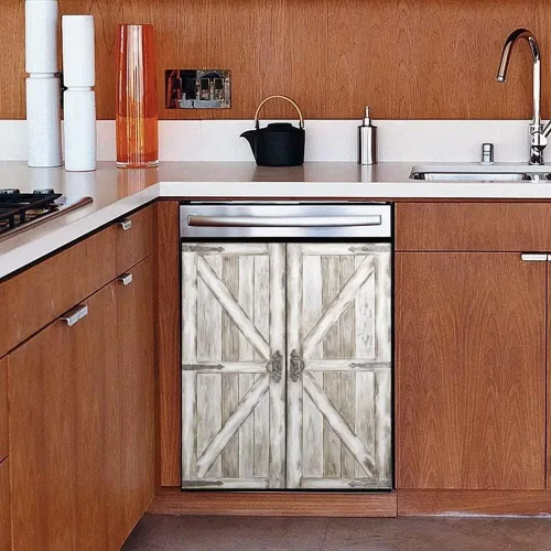 Miniatura 5 de Cubierta magnética de madera con efecto de puerta para lavavajillas, panel creativo para electrodomésticos de cocina, decoración de refrigerador