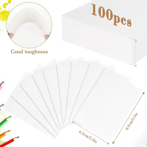 Miniatura 3 de 100PCS 2.5x3.5 Watercolor Paper Bulk, 140lb/300g Cold Press Thick Water Color Paper Pad for Child Adult, White Art Paper for Drawing Painting