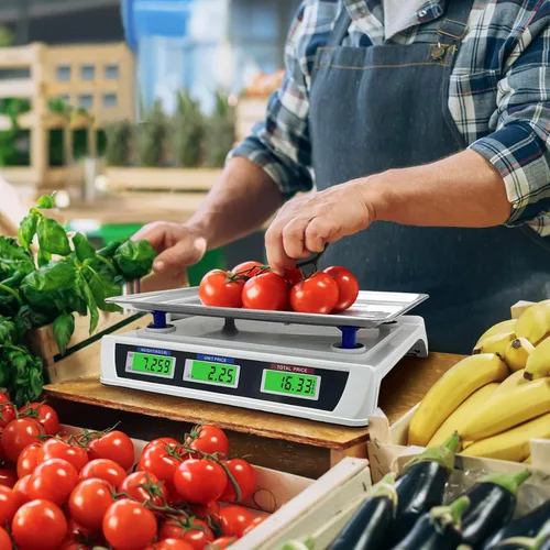Miniatura 7 de Báscula de cálculo de precios de 88 lb/40 kg, báscula digital de cálculo de precios con plataforma grande de acero inoxidable, báscula de cocina