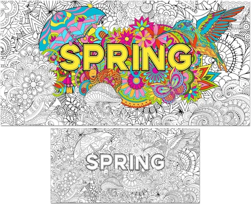 Miniatura 9 de Naozinebi Pósteres de mandala gigante para colorear, grandes carteles motivacionales para colorear con texto en inglés "Follow Your Dreams", mantel