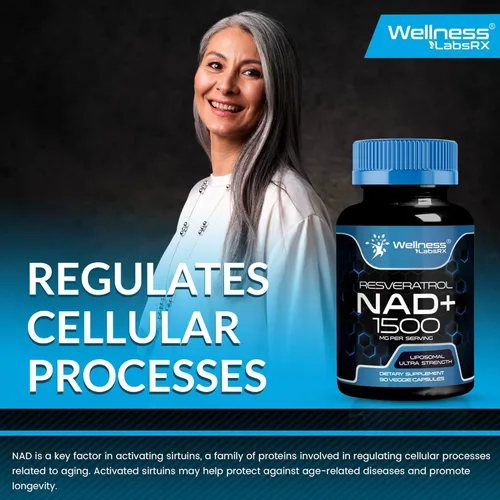 Miniatura 6 de Wellness LABSRX Suplemento liposomal NAD, 1500 mg - Suplemento de resveratrol NAD para mujeres y hombres, NAD+ apoya la salud celular, energía