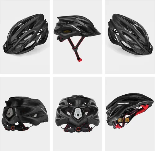 Miniatura 10 de Casco de bicicleta para hombre y mujer, casco de bicicleta Shinmax con luz trasera y visera desmontable Negro