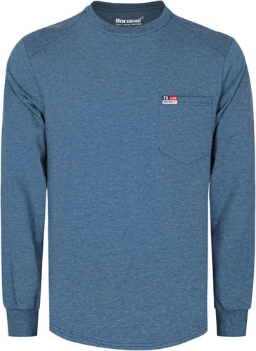 Miniatura 8 de BOCOMAL Camisas FR de manga larga con cuello redondo EX Soft Heather Series 6oz peso medio resistente al fuego camiseta de trabajo CAT2