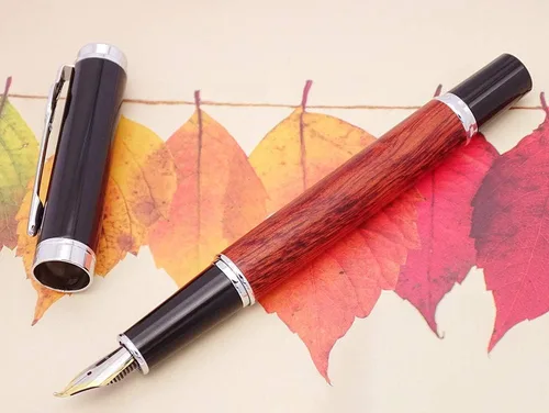 Miniatura 8 de Jinhao Nature - Pluma estilográfica de madera de rosa doblada (fina a ancha), pluma Fude para caligrafía, dibujo artístico y escritura a mano Rosa