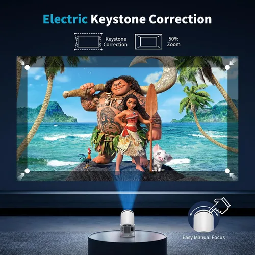 Miniatura 7 de Mini proyector portátil compatible con 4K, proyector pequeño Full HD 1080P con soporte giratorio de 270°, proyector de película compatible con TV