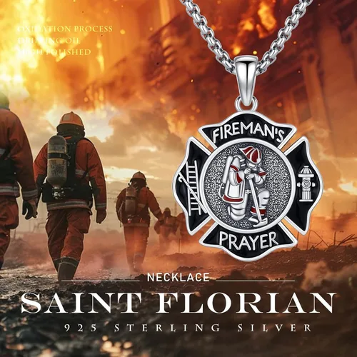 Miniatura 199 de Collar con colgante de plata de ley 925 con medalla de San Patrón, joyería religiosa para hombres y mujeres, con cadena de acero inoxidable 316L