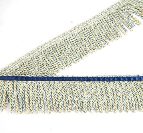 Miniatura 3 de BEL AVENIR Cortina con flecos de lingote con cinta azul de 5.3 yardas x 3 pulgadas, adornos de tela para costura de bricolaje, decoración
