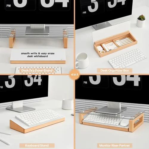 Miniatura 8 de Yeoux Organización de escritorio de oficina y pizarra blanca de borrado en seco de cristal, colección esencial de trabajo