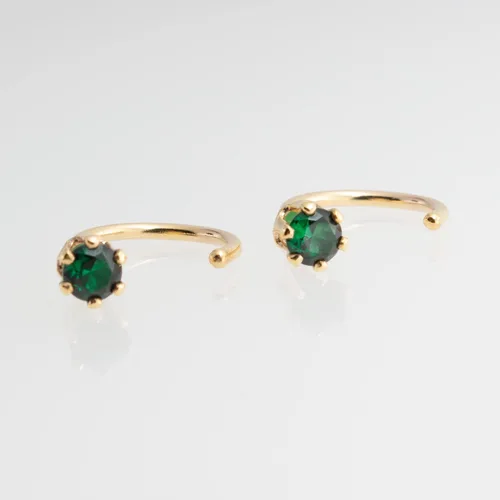 Miniatura 54 de Half Huggie Birthstone Gold Hoop Earrings for Women Tiny Cartilage Stud Piercing Earring Hypoallergenic Earring Screw Back Dainty Hug