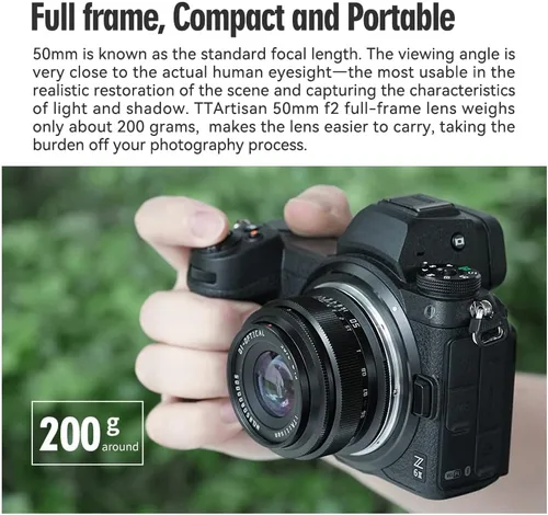 Miniatura 2 de TTArtisan Lente de retrato manual de gran apertura de marco completo F2 de 1.969 in para cámara sin espejo Nikon Z Mount Z5 Z6 Z7 Z6II MarkII Z7II