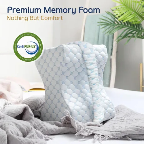 Miniatura 8 de Almohada ergonómica de espuma viscoelástica prémium para las piernas para dormir de lado, soporte y alineación de cadera, alivia la parte inferior