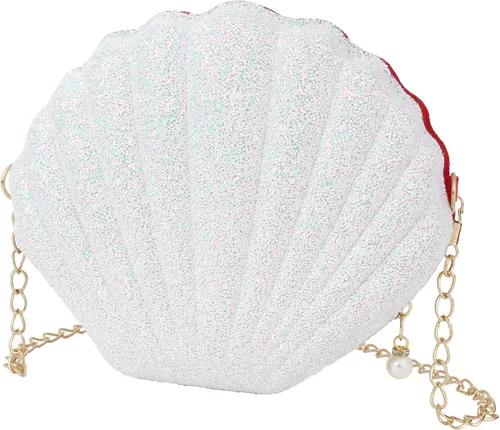 Miniatura 7 de Bolso de noche de concha de mar para mujer, bolso de hombro con correa de cadena de sirena, bolso de mano Seashell, Mermaid, Chain Strap