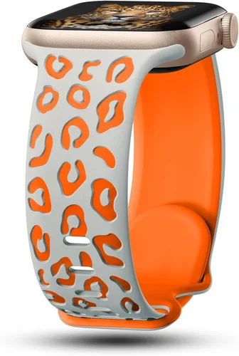 Miniatura 13 de CreateGreat Correas de leopardo grabadas compatibles con Apple Watch Band de 1.575 in 1.614 in 1.496 in 1.654 in 1.732 in 1.772 in 1.811 in 1.929 in
