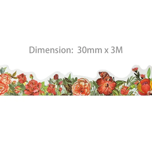 Miniatura 2 de allydrew Cinta Washi de lámina dorada metálica floral de paisaje, 1.181 in x 9.8 ft, rosa roja y peonías