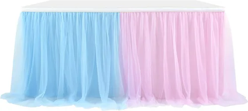 Miniatura 4 de Suppromo - Falda de mesa con tutú de calidad superior, con 3 capas de malla, plisada, de tul, para fiestas, bodas, baby shower, fiestas de Rosa