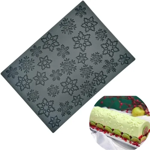Miniatura 2 de Kit de patrón de copo de nieve de Navidad, tapete de textura, molde de silicona para tartas, mousse, postre, utensilios para hornear