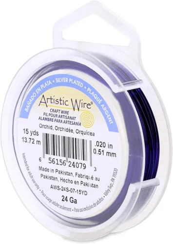 Miniatura 176 de Artistic Wire, alambre para manualidades de calibre 22 bañado en plata, resistente a las manchas, color cobre, blanco, 9,1 m