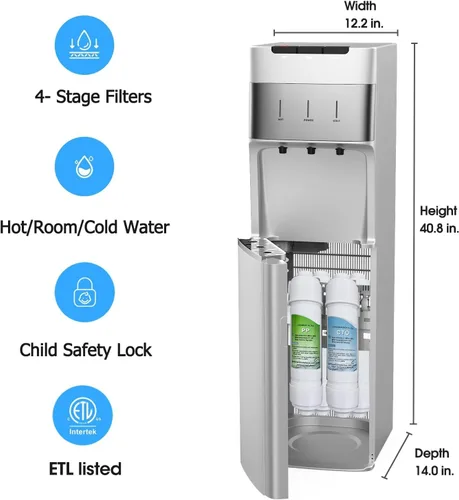 Miniatura 6 de IKT Dispensador de enfriador de agua autolimpiante sin botella con filtros, filtración de 4 etapas, 3 ajustes de temperatura, perfecto para oficina