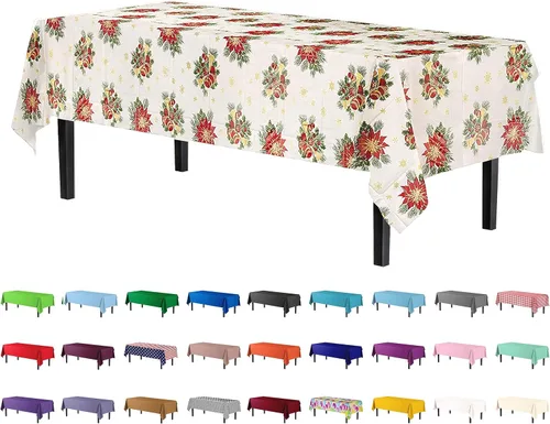 Miniatura 36 de Party Solids Paquete de 4 manteles de plástico color azul aguamarina, 54 x 108 pulgadas, mantel desechable para fiestas y pícnics