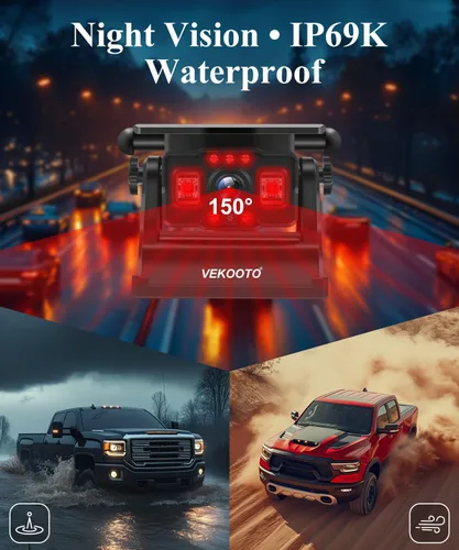 Miniatura 6 de VEKOOTO VK7 Pro - Cámara magnética solar inalámbrica de respaldo, monitor de pantalla táctil IPS de 7 pulgadas, HD1080P, sin cableado, sistema