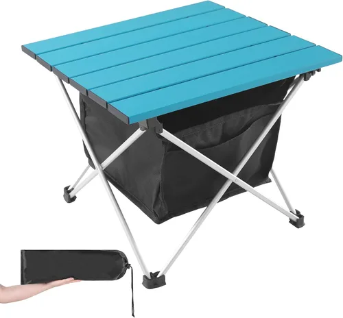 Miniatura 16 de Mesa de camping portátil Grope con superficie de mesa de aluminio, mesa de playa plegable fácil de transportar, perfecta para exteriores, picnic