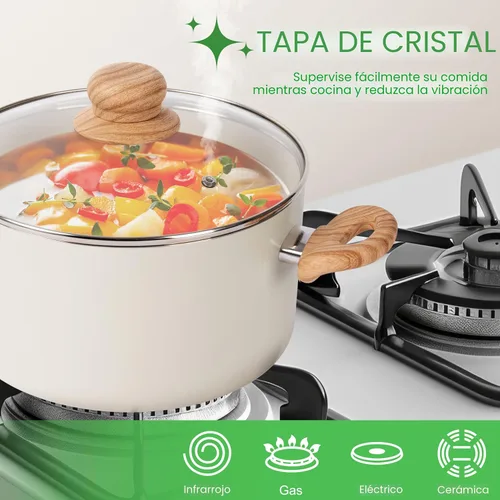 Miniatura 6 de ONGIFT Juego de 23 piezas de ollas y sartenes antiadherentes, juegos de utensilios de cocina, con sartén, cacerola, sartén de saltear, juego