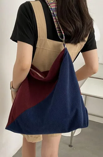 Miniatura 3 de Bolso de mano de pana para mujer, bolso de hombro grande, bolso elegante casual, bolso de pana, bolso de viaje para el trabajo
