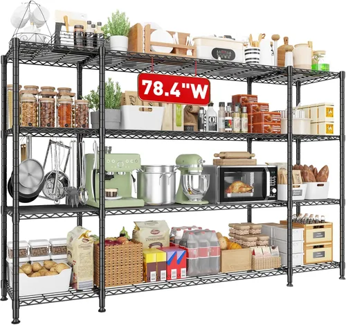 Miniatura 11 de REIBII Estantes de almacenamiento de 70 pulgadas de ancho, servicio pesado, carga 1600 libras, estantería de metal, unidad de estantería de alambre