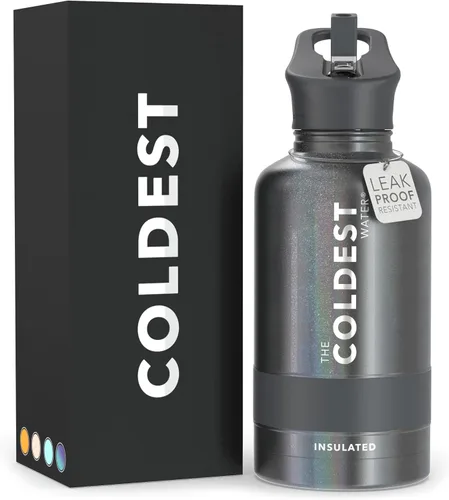 Miniatura 116 de Coldest - Botella para agua con tapa que incluye pajilla, térmica y metálica (acero inoxidable), para hombres y mujeres, color morado