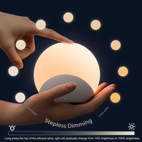 Miniatura 2 de IYT Luz nocturna para bebé, luz de huevo para niños, lámpara de noche táctil de atenuación continua, 7 colores regulables, lámpara táctil