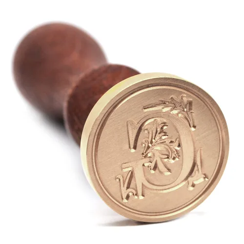 Miniatura 28 de Sello de Cera Medieval con Alfabeto de Iniciales, Cabeza de Latón con Mango de Madera, para Tarjeta de Acción de Gracias/Sobre/Envoltura