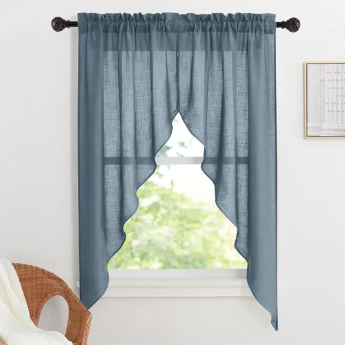 Miniatura 57 de RYB Home - Cortinas semitransparentes de lino Angora