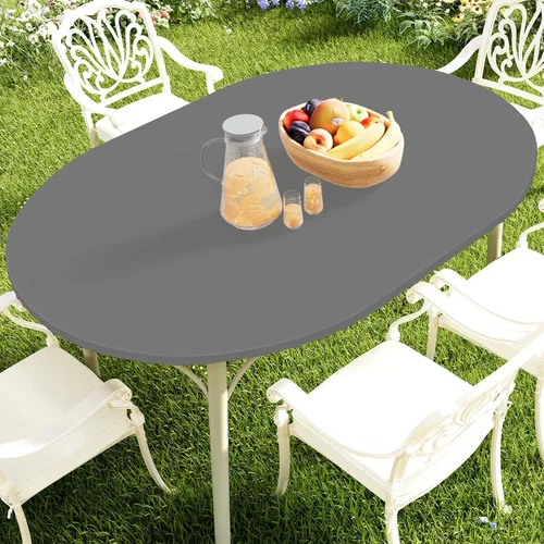 Miniatura 55 de Smiry Mantel redondo de pícnic, fundas de mesa elásticas impermeables para mesas de 18 a 24 pulgadas, manteles de vinilo con parte trasera