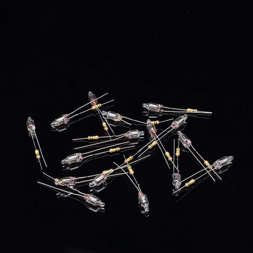 Miniatura 3 de Othmro 100 bombillas LED AC 220 V F5 5 × 0.512 in luz roja brillante bombillas de neón lámparas indicadoras duraderas W 150K Resistor Lámparas