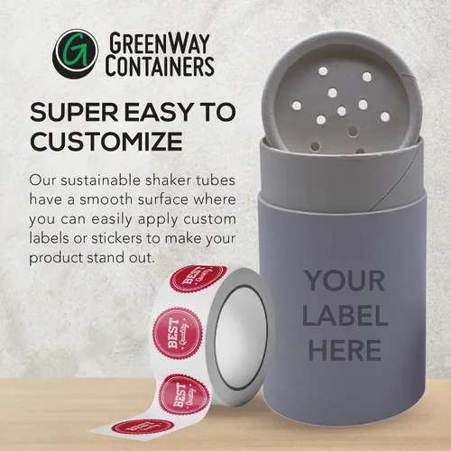 Miniatura 4 de GreenWay - Tubos pequeños de papel kraft con tamices y tapas, paquete de 6 recipientes biodegradables para cosméticos en polvo, tubos de tamizado
