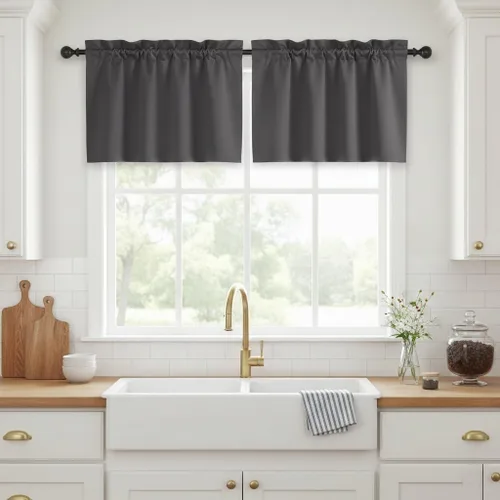 Miniatura 34 de NICETOWN Cenefas de Ventana Opacas con Aislamiento Térmico para Guardería - Paneles de Cortina con Bolsillo para Barra de Decoración del Hogar