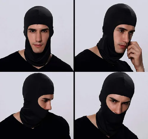 Miniatura 4 de Paquete de 5 mascarillas faciales de esquí negras para hombre, pasamontañas a prueba de polvo para equitación al aire libre, pesca y sombreros