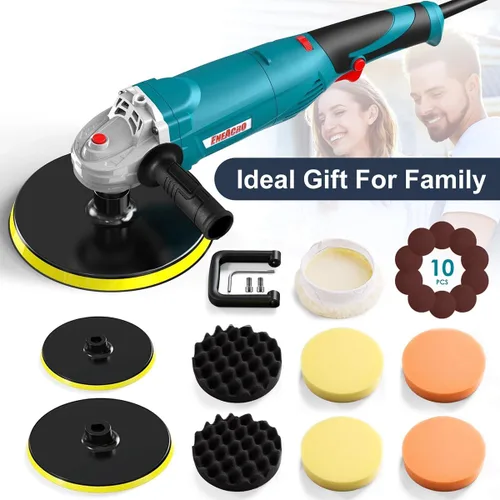 Miniatura 4 de ENEACRO Pulidora, cera pulidora rotativa para automóvil, 1600 W, 7 pulgadas/6 pulgadas, velocidad variable 1500-3500 RPM, mango desmontable adecuado