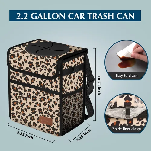 Miniatura 2 de Basurero para automóvil con tapa, bolsa de basura impermeable, para asiento delantero de SUV, multiusos, para colgar en reposacabezas, plegable