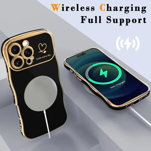 Miniatura 4 de IAIYOXI Funda para iPhone 11 para mujeres y niñas, bonito diseño ondulado con forma rizada, patrón de corazón, protección de cámara elevada, chapado