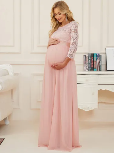 Miniatura 3 de Ever-Pretty Women's 34 Sleeve A-line Lace Embroidery Chiffon Summer Maternity Party Dress 20797-USA