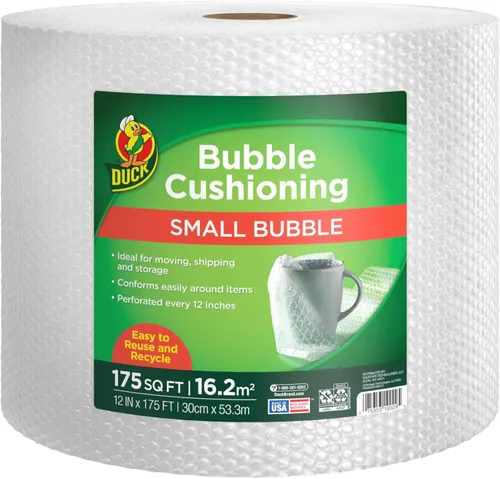 Miniatura 9 de Duck Brand Bubble Wrap - Embalaje protector original, 12 pulgadas de ancho x 30 pies de largo, rollo individual (393251), transparente