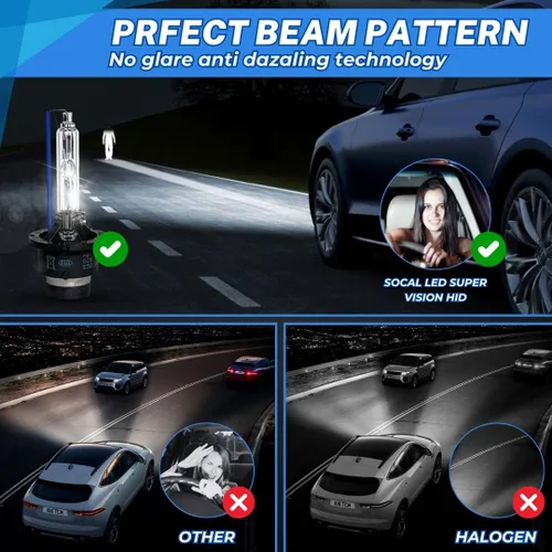 Miniatura 4 de SOCAL-LED LIGHTING Bombillas HID de xenón D2S 35W para faros delanteros, 10000 K, azul profundo, 66040 66240 85122, repuesto directo de haz alto