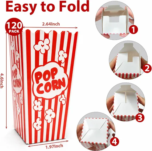 Miniatura 2 de Homrelaxy 120 mini cajas de palomitas de maíz, 4.6 pulgadas de alto y 2.6 pulgadas cuadradas de papel para máquina de maíz pop, noche de cine, cine