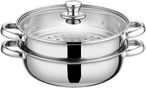 Olla de vapor con tapa, olla multiusos de acero inoxidable para cocinar al vapor, 11 pulgadas para verduras, guisos, pasta, albóndigas, salsa