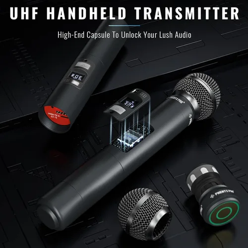 Miniatura 3 de Phenyx Pro Micrófono inalámbrico profesional, micrófono dinámico UHF, micrófono inalámbrico de metal, micrófono de mano