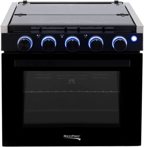 Miniatura 4 de Estufa RecPro RV de acabado negro Estufa de gas de 21" de altura Tres quemadores de 6500 y 8000 BTU Horno de 7100 BTU con capacidad de 1.8