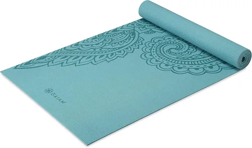 Gaiam - Esterilla de yoga premium de 5mm con estampado, gruesa y antideslizante para todo tipo de yoga, pilates y entrenamientos en el suelo (68" x
