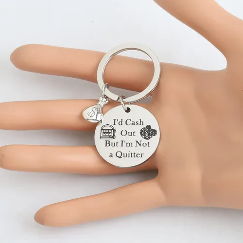 Miniatura 4 de PLITI Llavero de máquina tragamonedas para regalo de casino, regalo para amantes del casino, regalo para jugadores, I'd Cash Out But I'm Not A